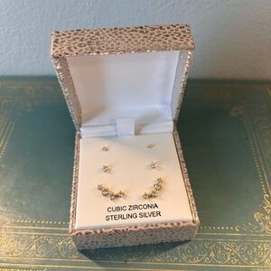 Cubic Zirconia Sterling Silver Earring Set